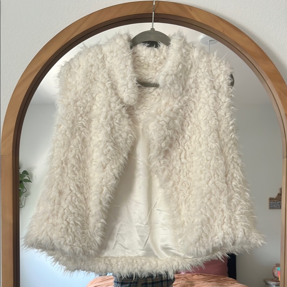 Macy's Cream Fuzzy Vest